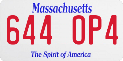 MA license plate 644OP4