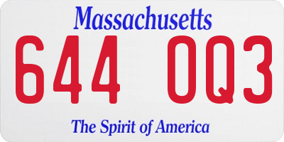 MA license plate 644OQ3