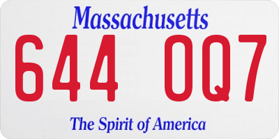 MA license plate 644OQ7