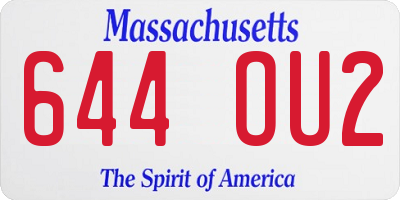 MA license plate 644OU2
