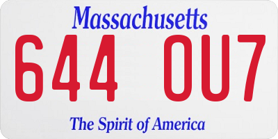 MA license plate 644OU7