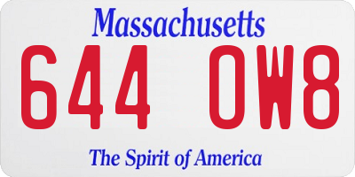 MA license plate 644OW8
