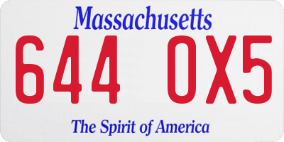 MA license plate 644OX5