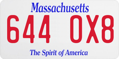 MA license plate 644OX8