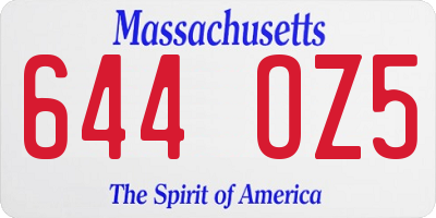 MA license plate 644OZ5