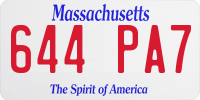 MA license plate 644PA7
