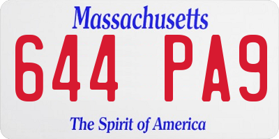 MA license plate 644PA9