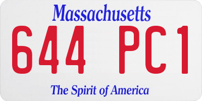 MA license plate 644PC1