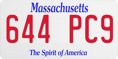 MA license plate 644PC9