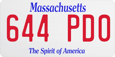 MA license plate 644PD0