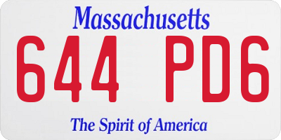 MA license plate 644PD6