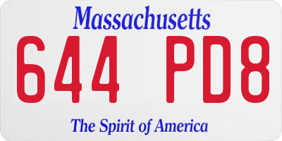 MA license plate 644PD8