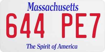 MA license plate 644PE7