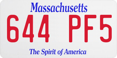 MA license plate 644PF5