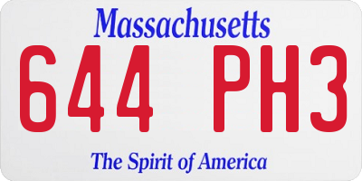 MA license plate 644PH3