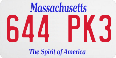 MA license plate 644PK3