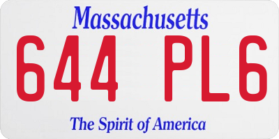 MA license plate 644PL6