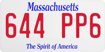 MA license plate 644PP6