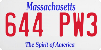 MA license plate 644PW3