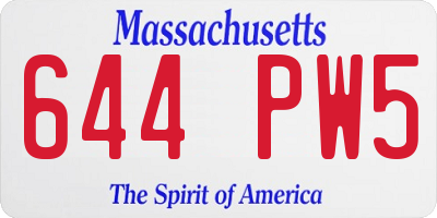 MA license plate 644PW5