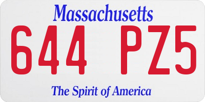 MA license plate 644PZ5