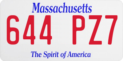 MA license plate 644PZ7