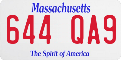 MA license plate 644QA9