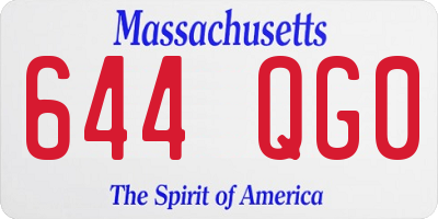 MA license plate 644QG0