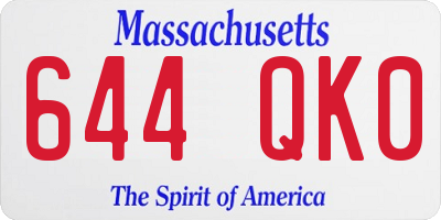 MA license plate 644QK0