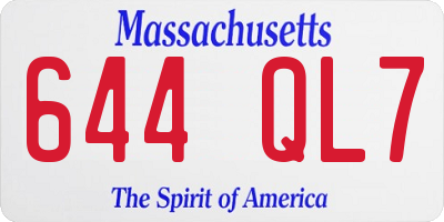 MA license plate 644QL7