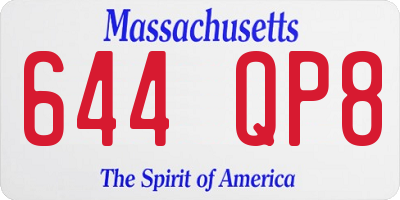 MA license plate 644QP8