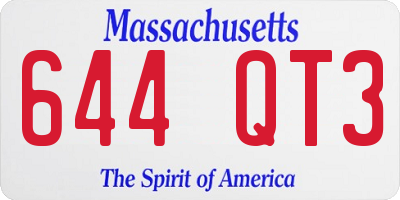 MA license plate 644QT3