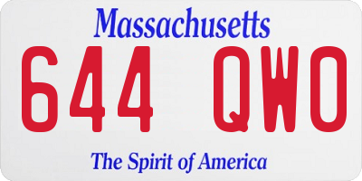MA license plate 644QW0