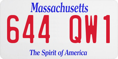 MA license plate 644QW1