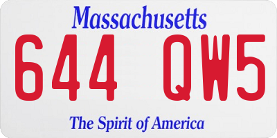 MA license plate 644QW5