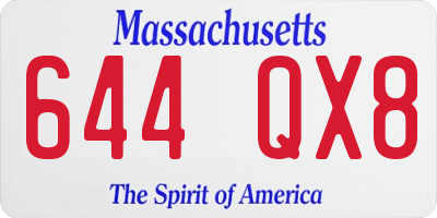 MA license plate 644QX8