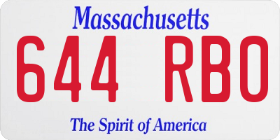 MA license plate 644RB0