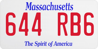 MA license plate 644RB6