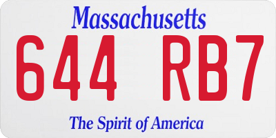 MA license plate 644RB7