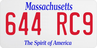 MA license plate 644RC9