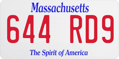MA license plate 644RD9