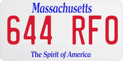 MA license plate 644RF0