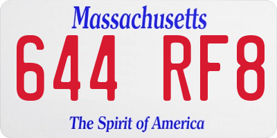 MA license plate 644RF8