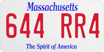 MA license plate 644RR4