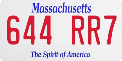 MA license plate 644RR7