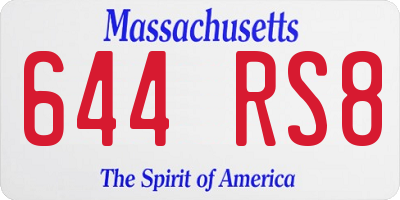 MA license plate 644RS8