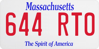 MA license plate 644RT0