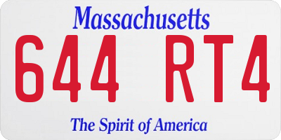 MA license plate 644RT4