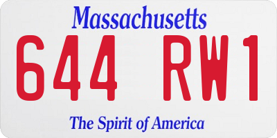 MA license plate 644RW1