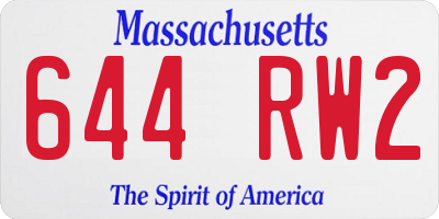 MA license plate 644RW2